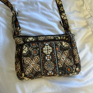 Brown floral Vera Bradley crossover bag